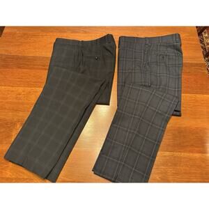 2 Pair 34 X 30 Betenly Windowpane Plaid Golf Pants Phoenix Navy Dark Gray